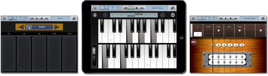iPhone with Looptical Music Studio screenshots